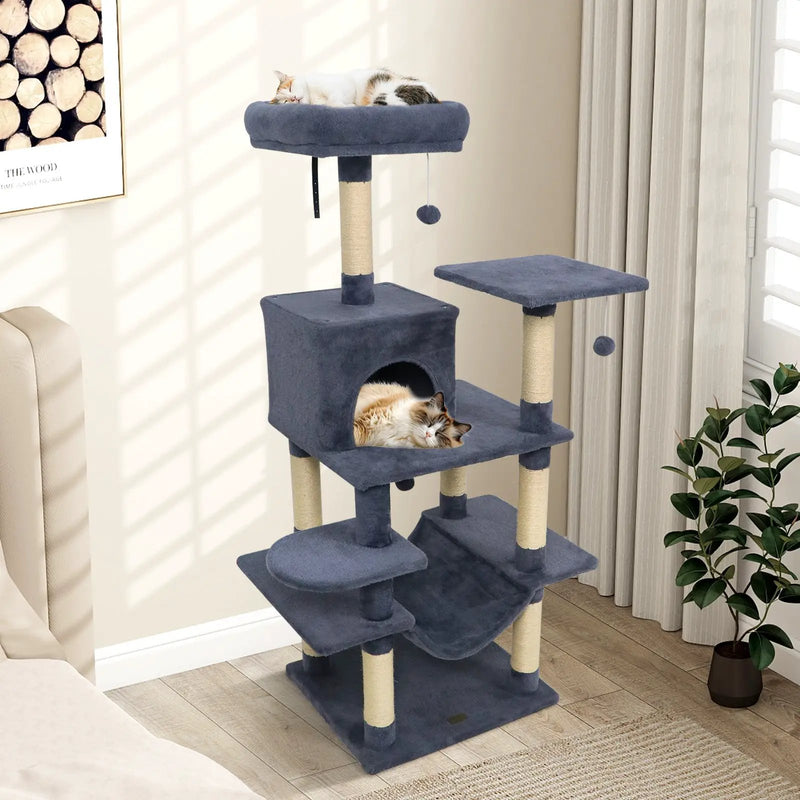 58" Multi-Level Cat Tree Soft Plush Cat Tower with Padded Top Perch by DirectDeals