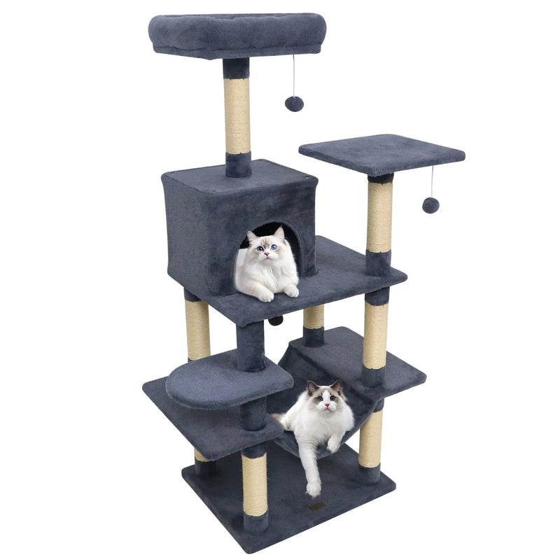 58" Multi-Level Cat Tree Soft Plush Cat Tower with Padded Top Perch by DirectDeals