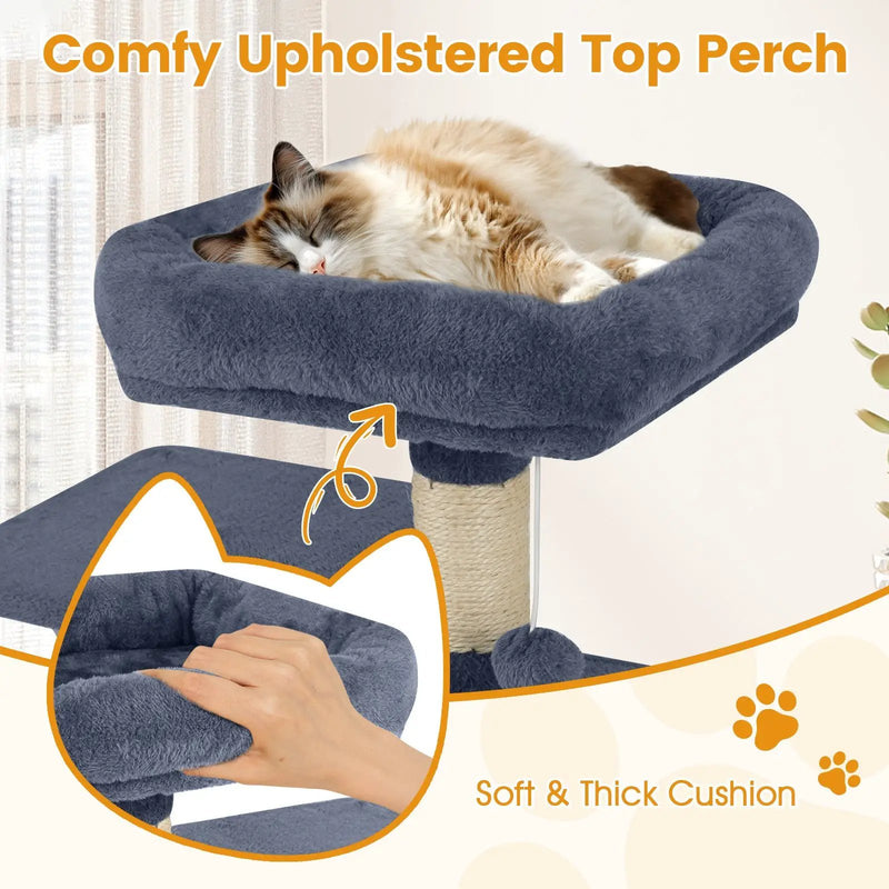 58" Multi-Level Cat Tree Soft Plush Cat Tower with Padded Top Perch by DirectDeals