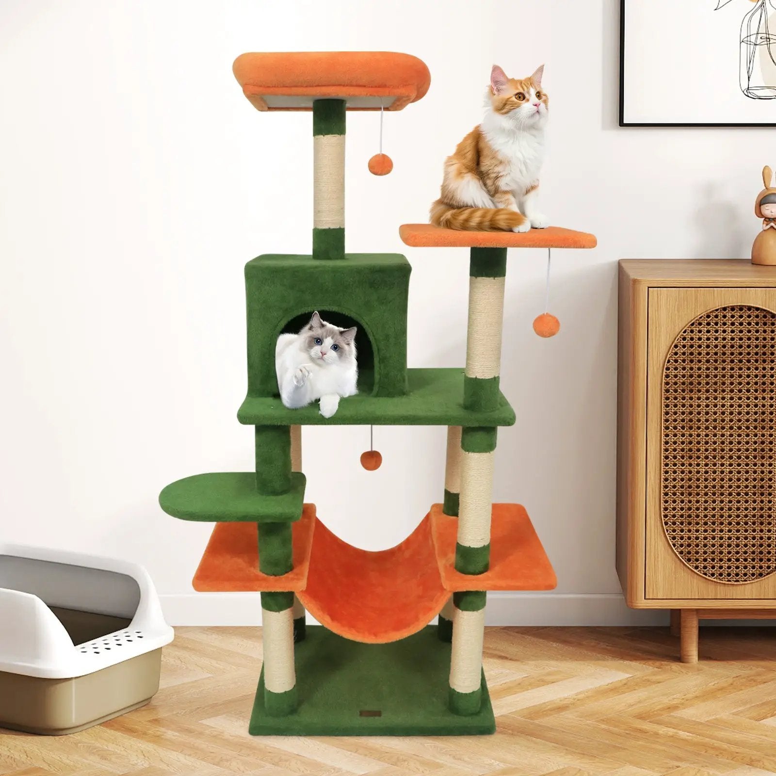 58" Multi-Level Cat Tree Soft Plush Cat Tower with Padded Top Perch by DirectDeals