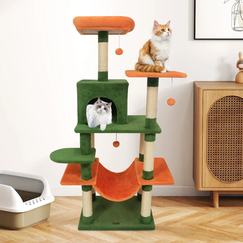 58" Multi-Level Cat Tree Soft Plush Cat Tower with Padded Top Perch by DirectDeals