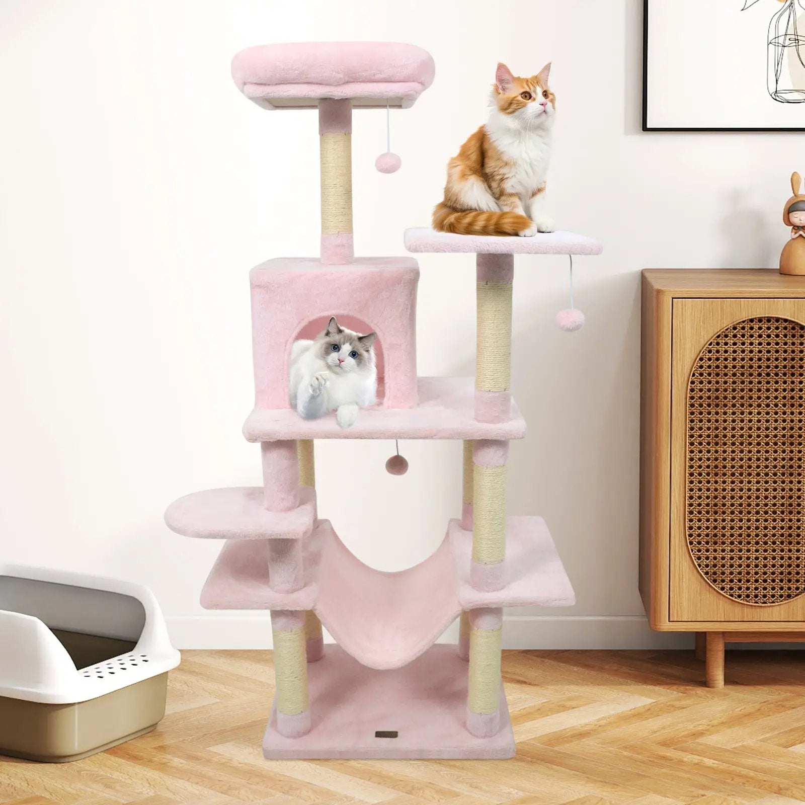 58" Multi-Level Cat Tree Soft Plush Cat Tower with Padded Top Perch by DirectDeals