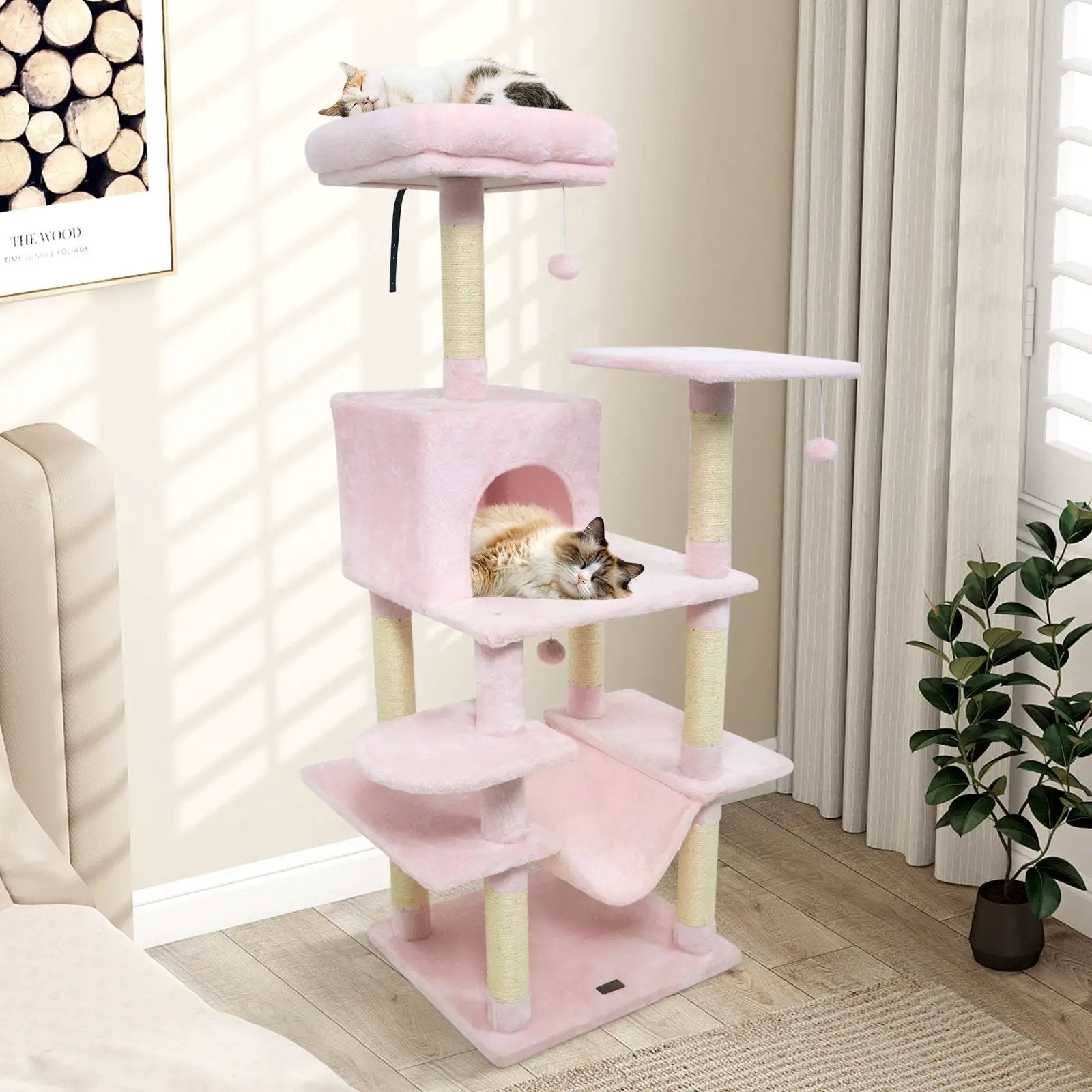 58" Multi-Level Cat Tree Soft Plush Cat Tower with Padded Top Perch by DirectDeals