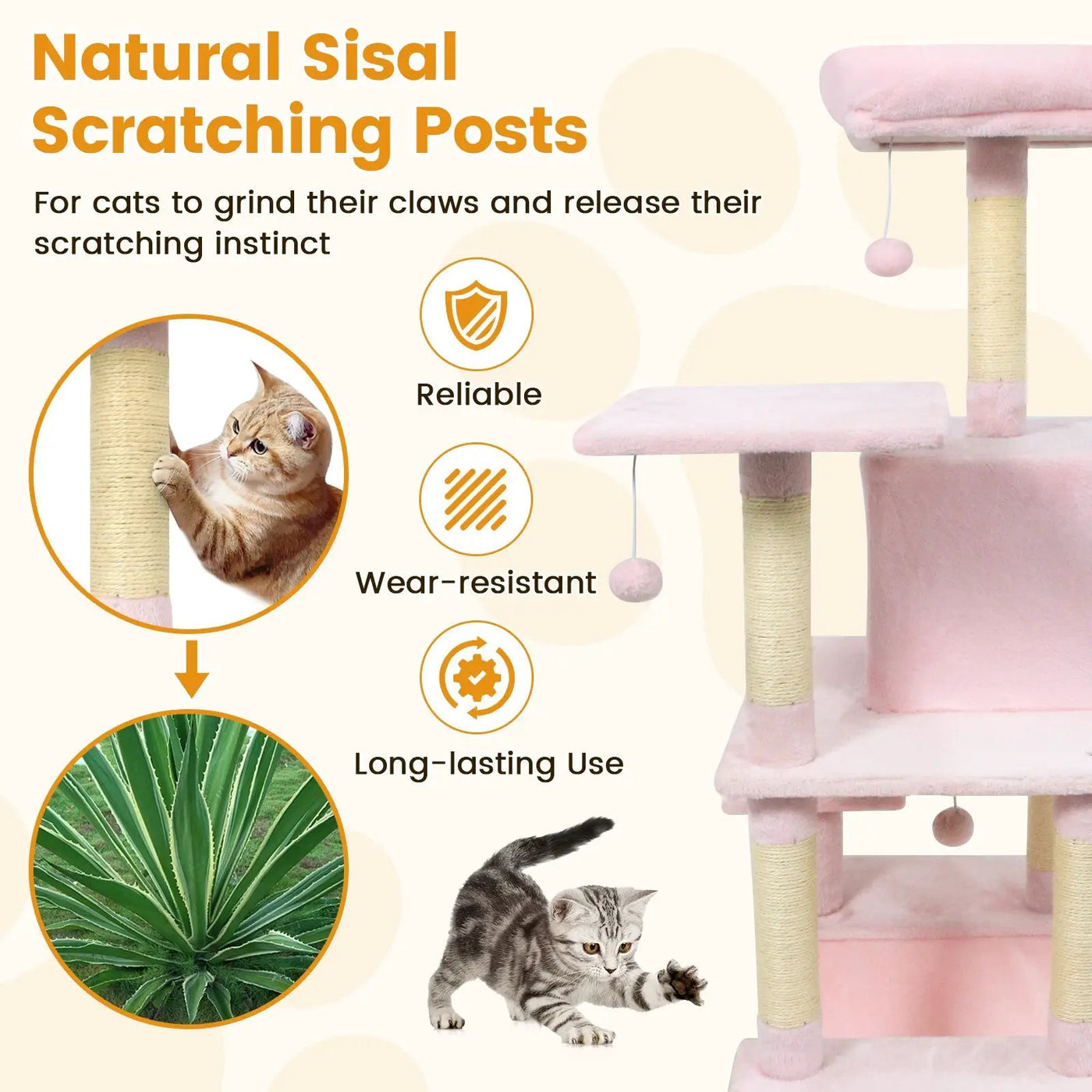 58" Multi-Level Cat Tree Soft Plush Cat Tower with Padded Top Perch by DirectDeals