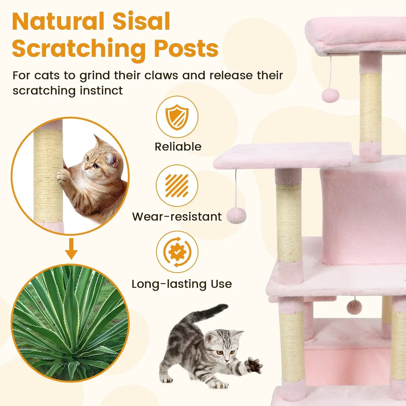 58" Multi-Level Cat Tree Soft Plush Cat Tower with Padded Top Perch by DirectDeals