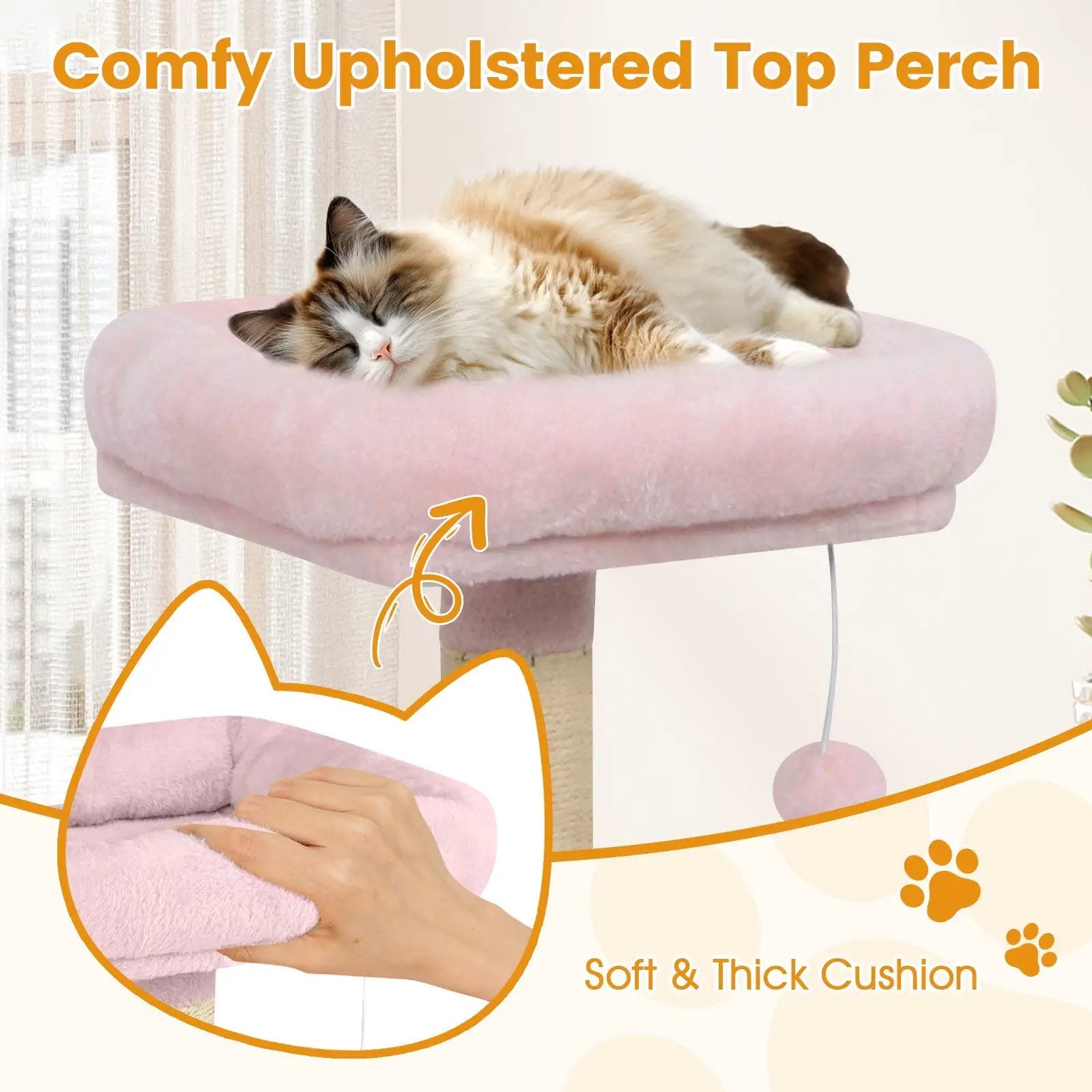 58" Multi-Level Cat Tree Soft Plush Cat Tower with Padded Top Perch by DirectDeals