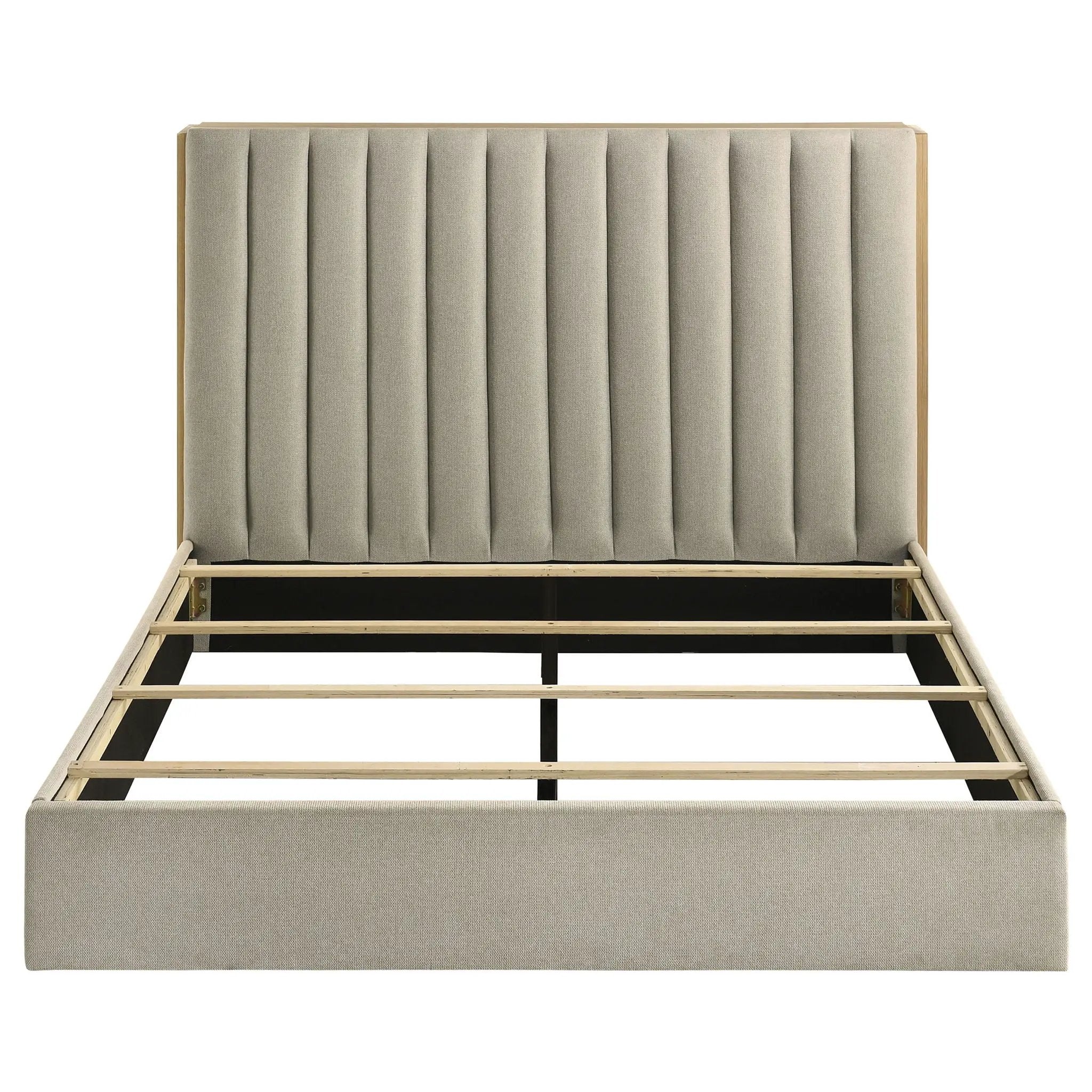 Arielle Queen Bookcase Panel Storage Bed Light Oak by Unique Piece Furniture