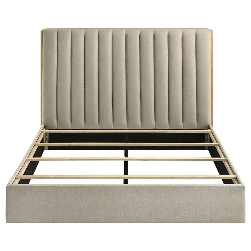 Arielle Queen Bookcase Panel Storage Bed Light Oak by Unique Piece Furniture