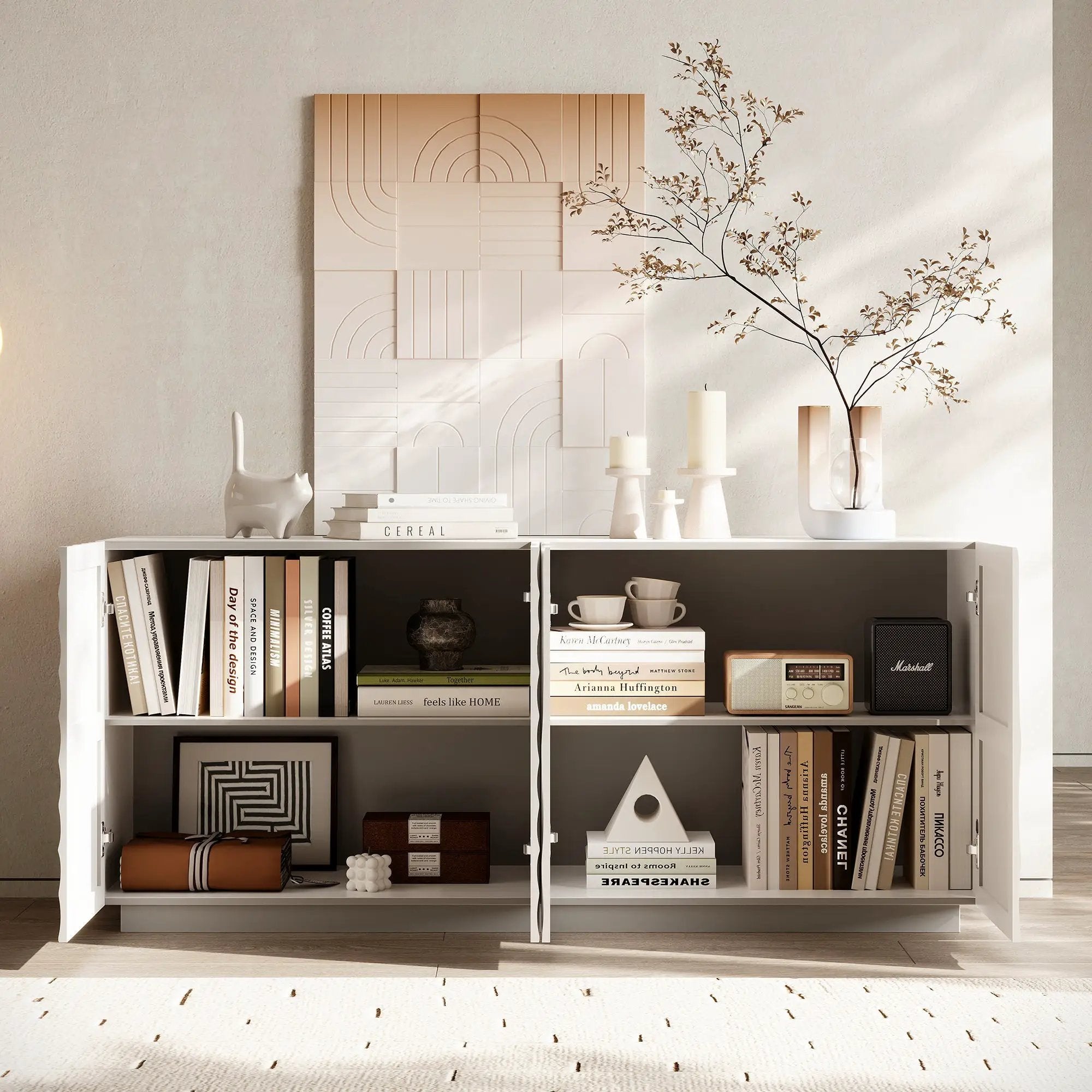 Buffet Cabinet with Storage - Modern 4-Door Sideboard by HouseOfZazla