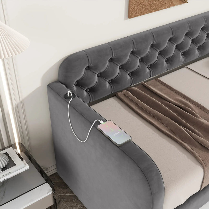 Upholstered Daybed With Trundle And USB Charging Design by Unique Piece Furniture