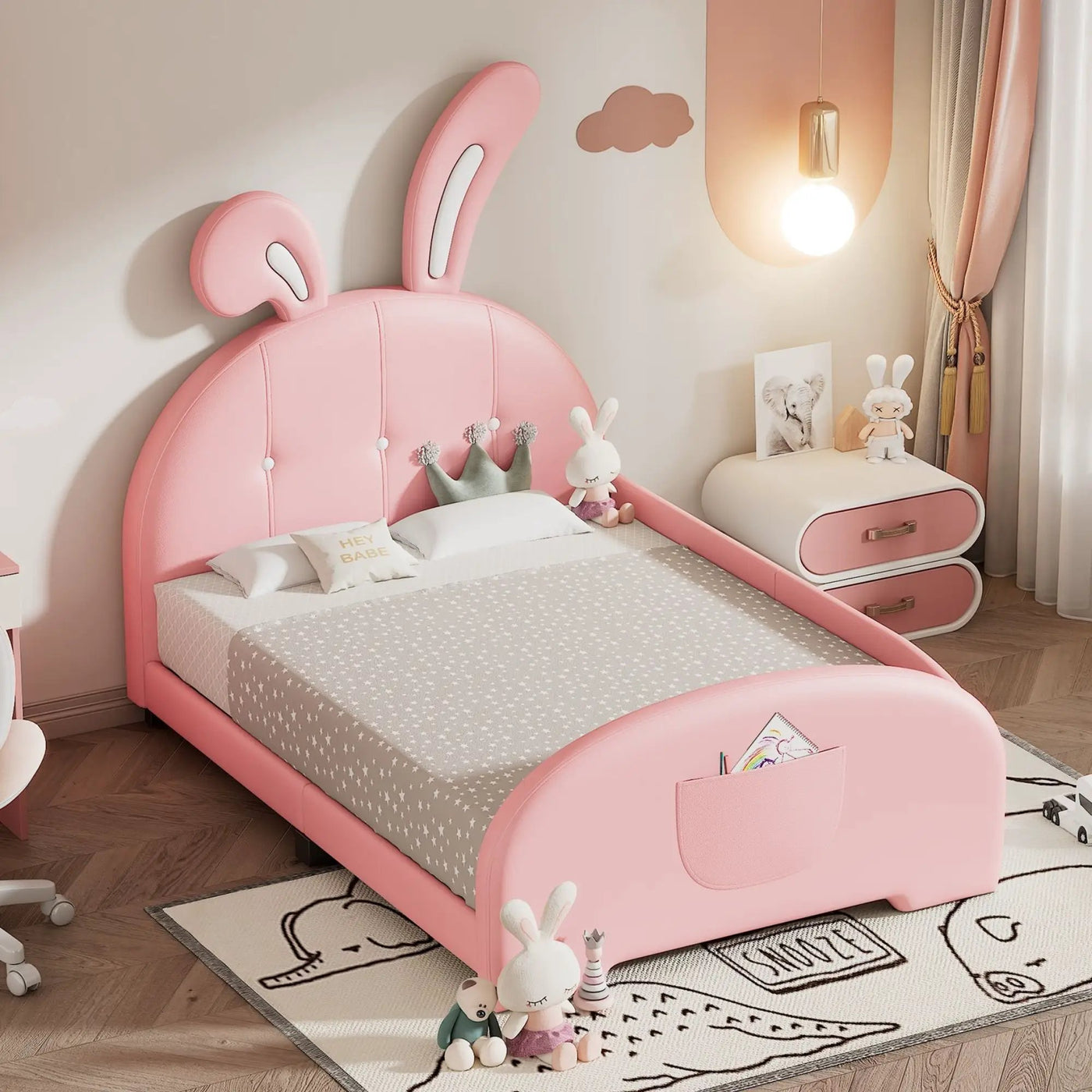 Upholstered Rabbit-Shape Princess Bed With Headboard And Footboard by Unique Piece Furniture