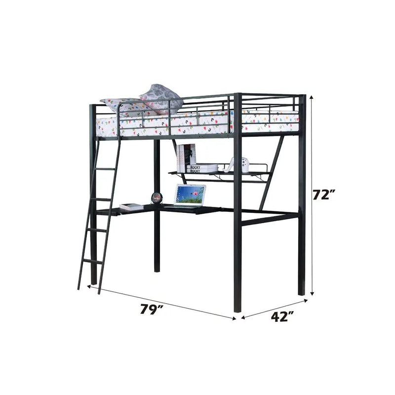 Senon - Twin Loft Bed With Desk - Silver & Black by Unique Piece Furniture