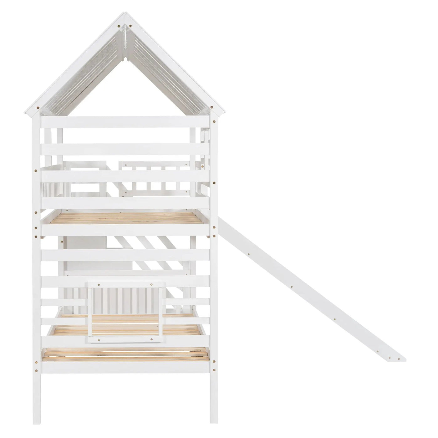 House Bunk Bed With Trundle, Storage Staircase, Roof And Window Design by HouseOfZazla