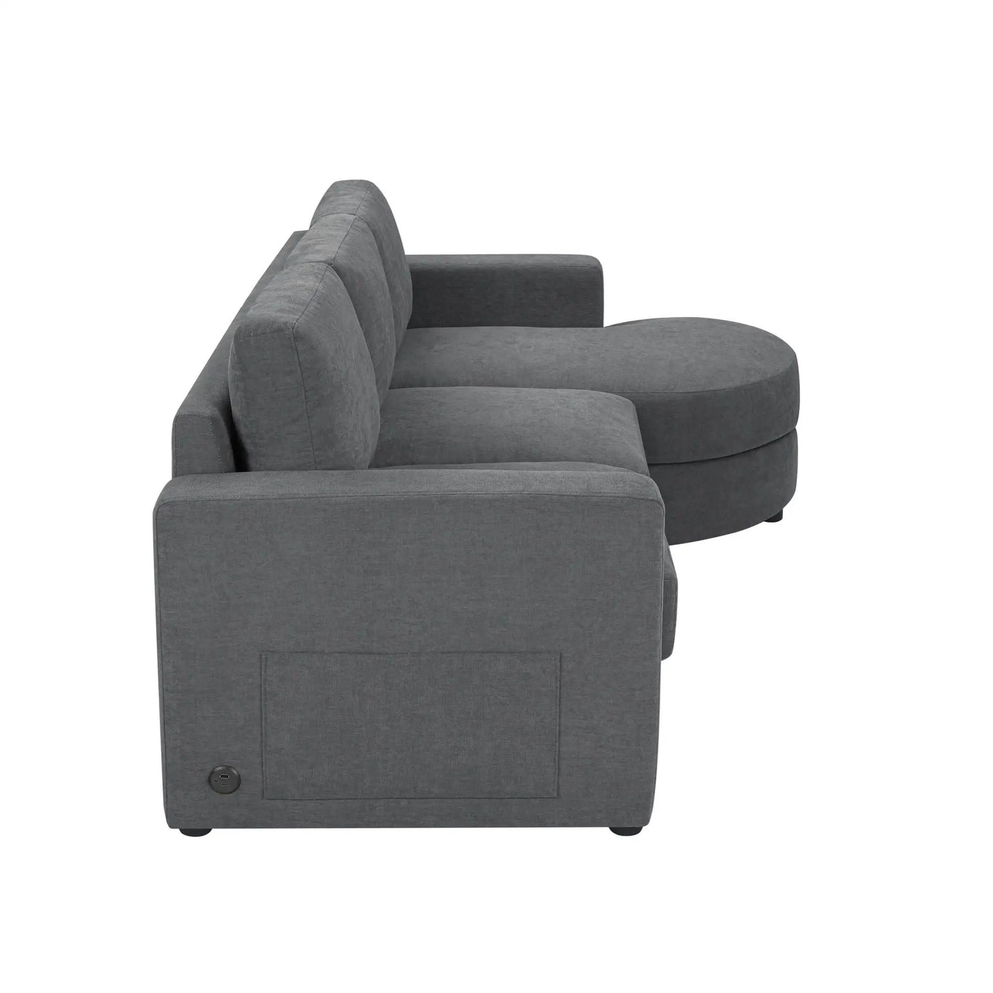 Modern L-Shaped Sectional Sofa With Curved Chaise, USB Ports, And Side Storage Pockets by HouseOfZazla
