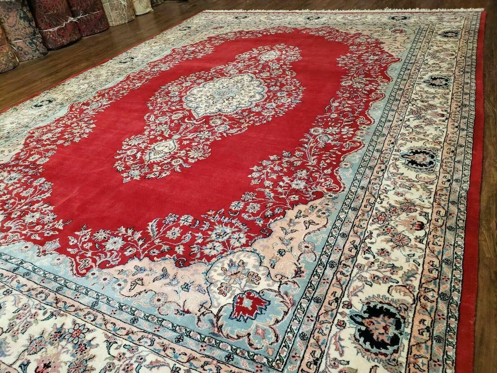 9' X 12' Vintage Handmade India Medallion Wool Rug Vegetable Dyes Nice Red by Jewel Rugs