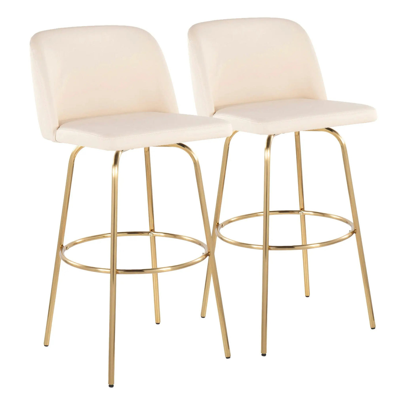 Toriano - Contemporary Fixed Height Barstool With Swivel And Round Footrest (Set of 2) by HouseOfZazla