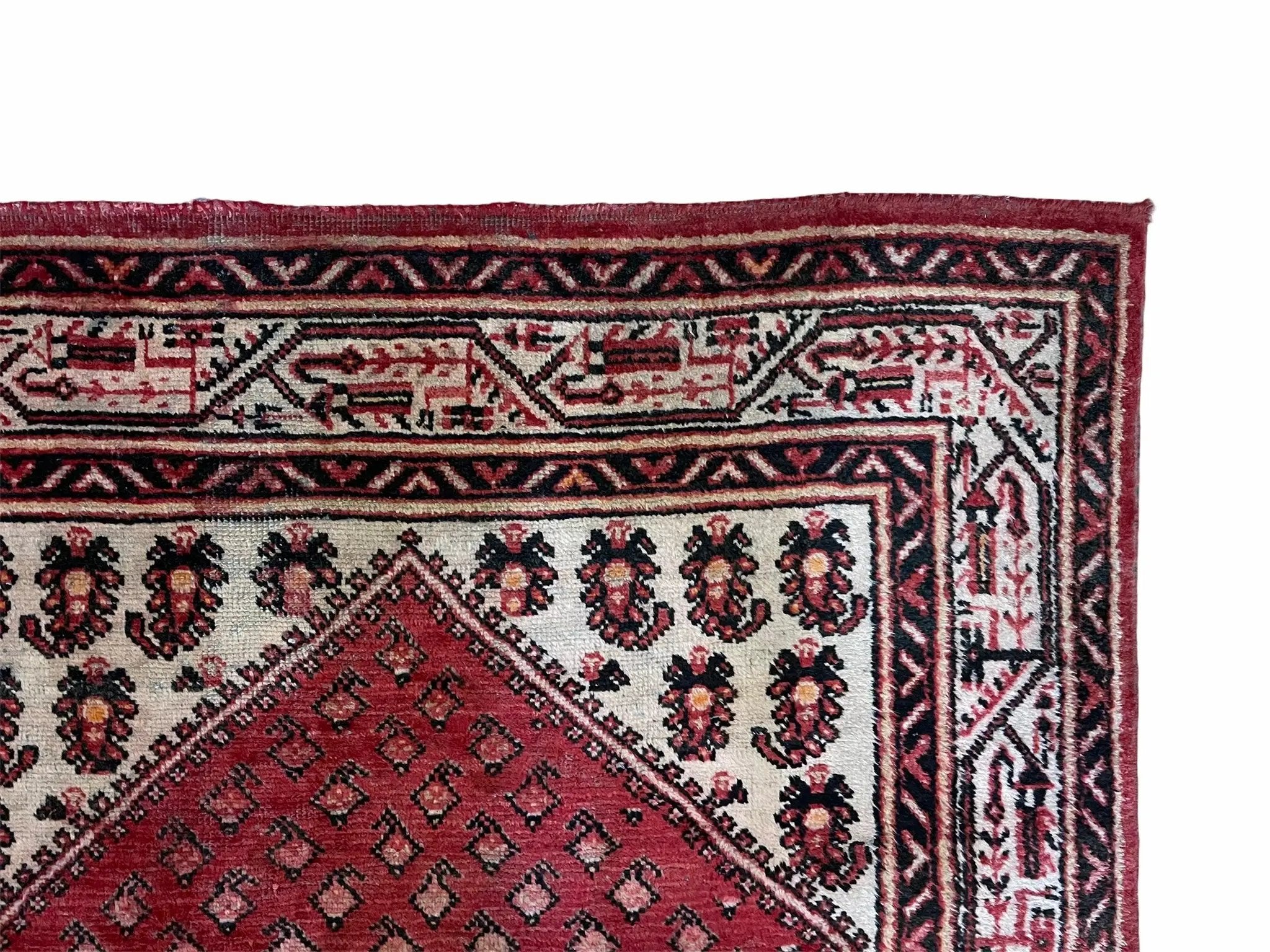4 X 6.5 Antique Handmade Wool Rug Paisley Boteh Design Tribal Rug Red Ivory by Jewel Rugs