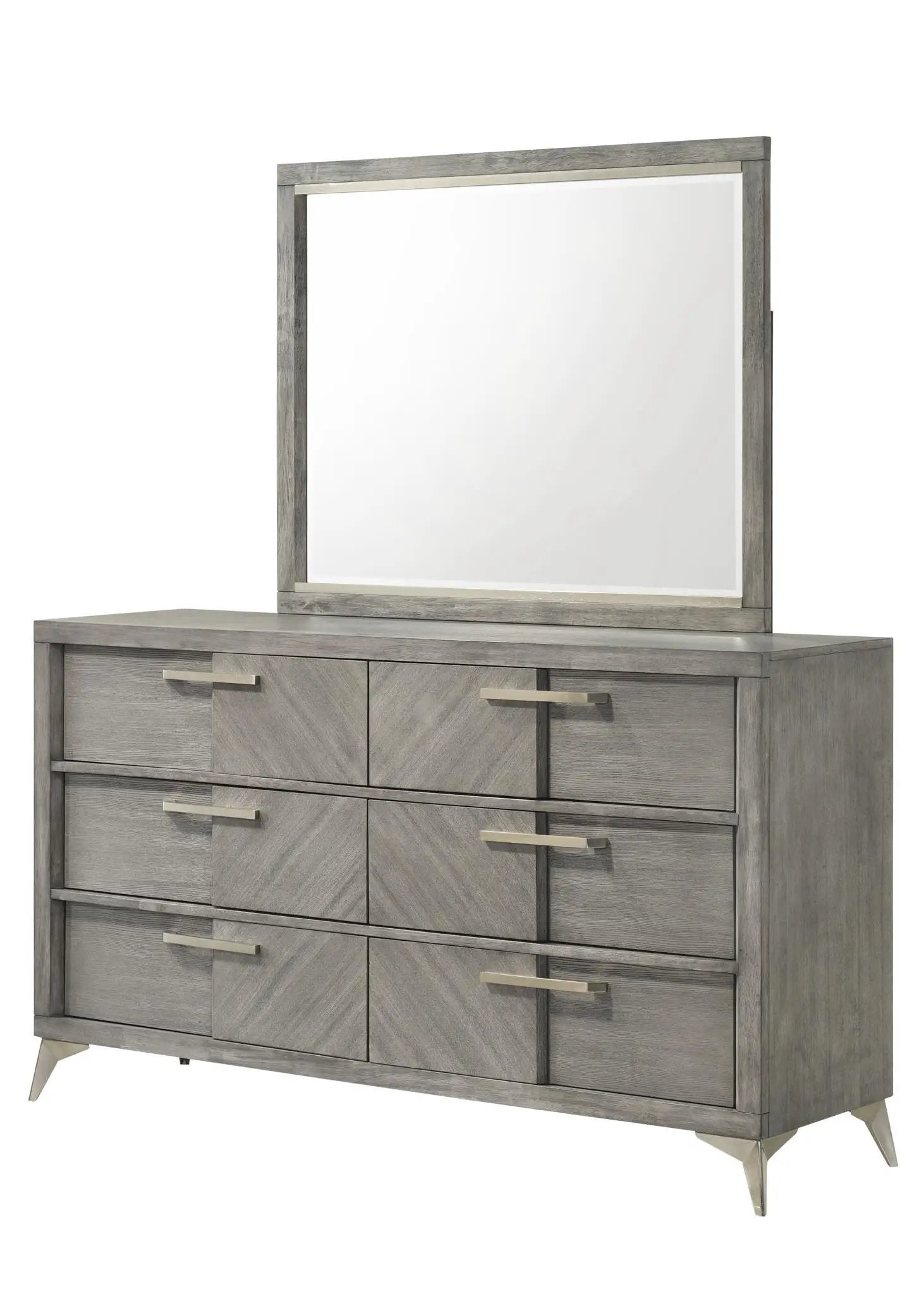 6 Drawer Dresser Book Matched Veneers - Gray by HouseOfZazla