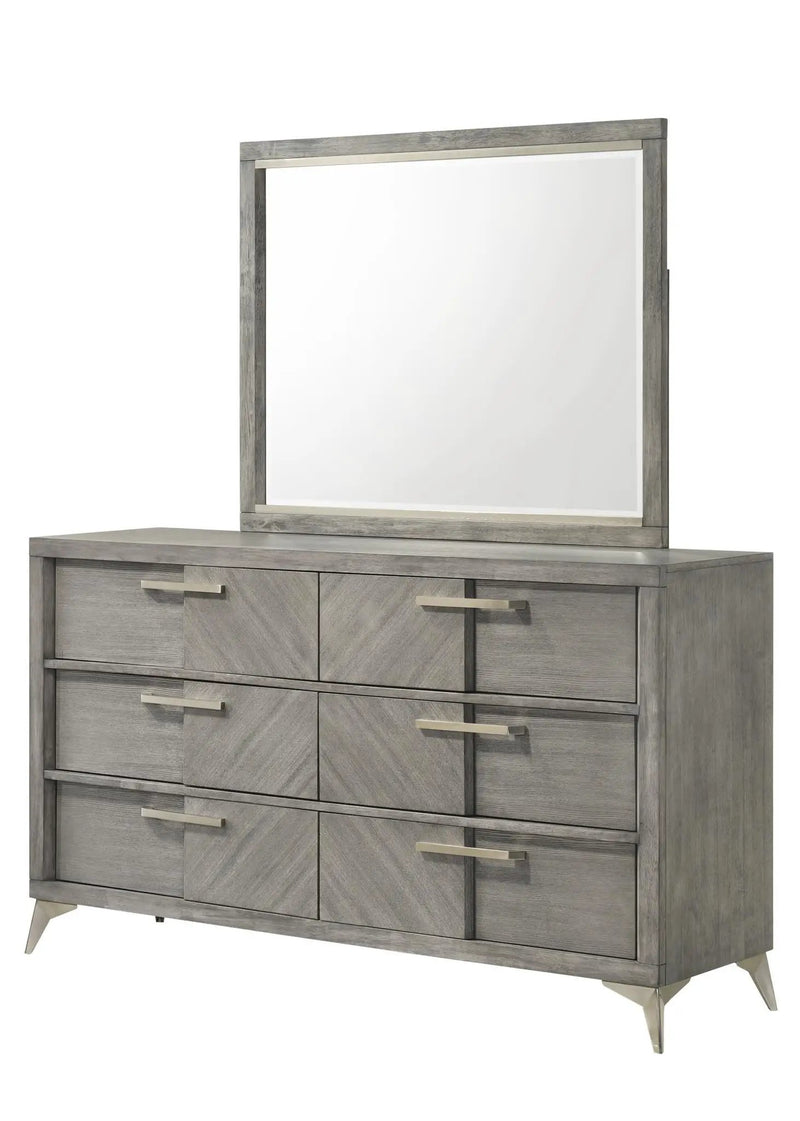 6 Drawer Dresser Book Matched Veneers - Gray by HouseOfZazla