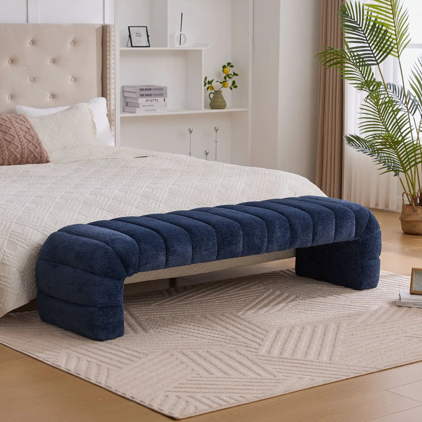 Modern Upholstered Armless Bed Bench With Channel Tufted Design by Unique Piece Furniture