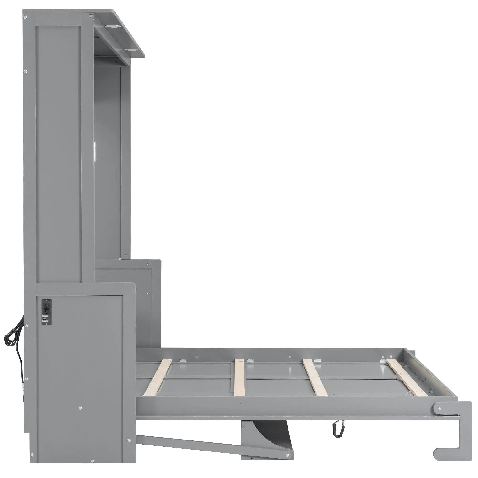 Murphy Bed With Desk, LED Lights & USB Charging Station