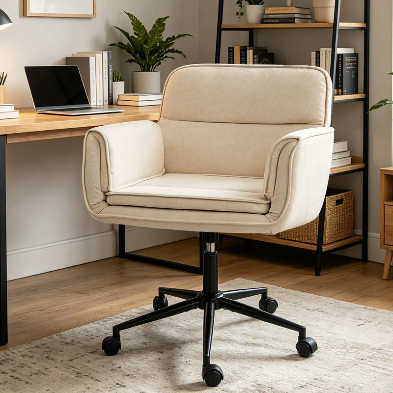 Criss Cross Swivel Desk Chair With Adjustable Armrests & Wheels For Home Office by HouseOfZazla