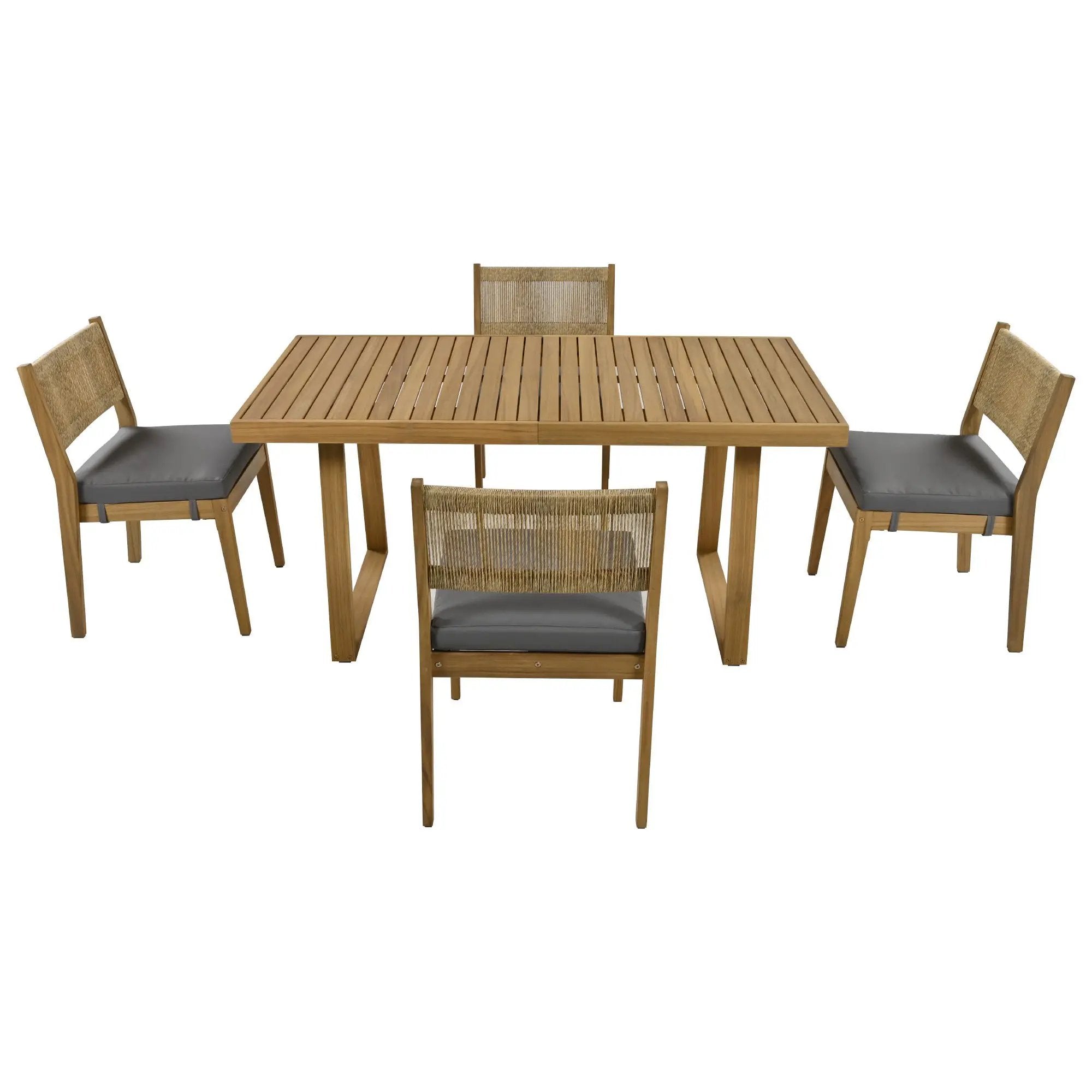 U_Style Multi-Person Outdoor Acacia Wood Dining Table and Chair Set by HouseOfZazla