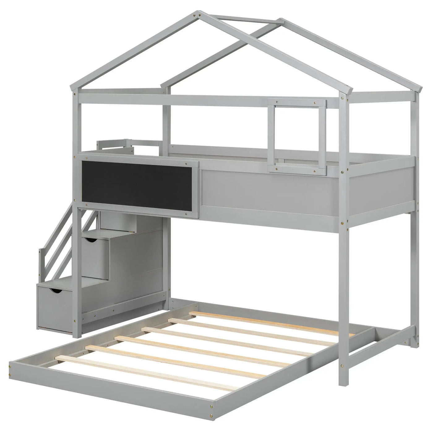 House Style Bunk Bed With Storage Staircase And board by HouseOfZazla