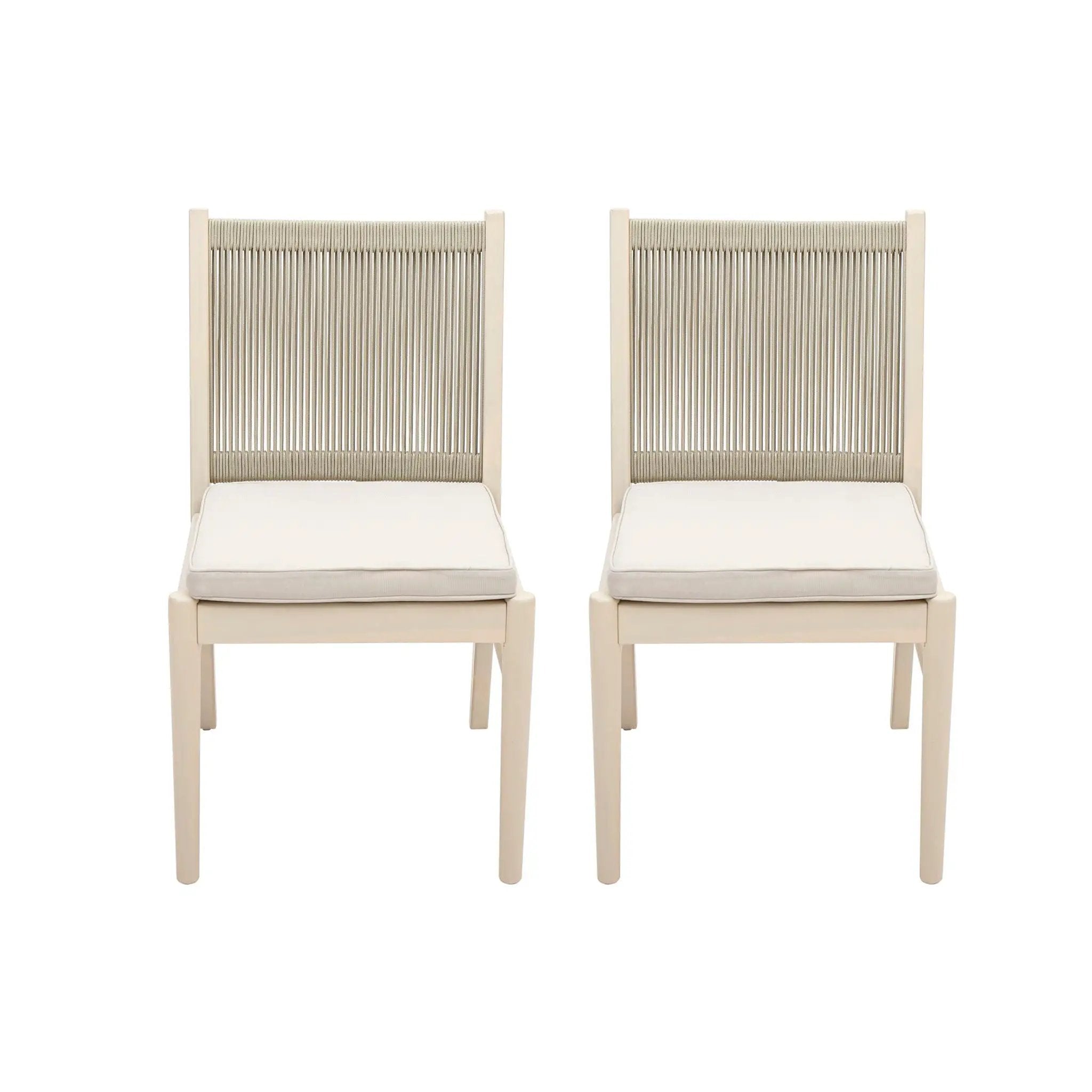 Cordoba Dining Chair Set of 2 - Comfortable Armless Beige Chairs by HouseOfZazla