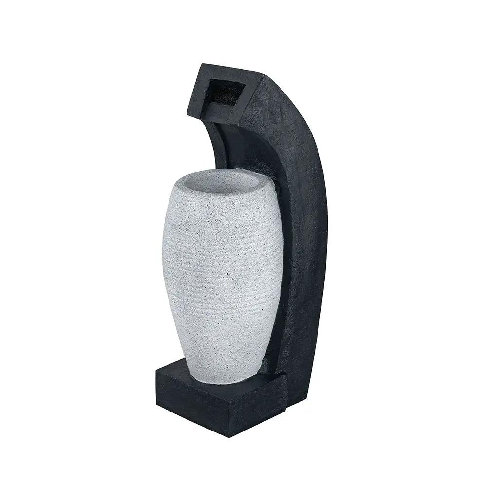 Water Fountain With Vase Design, With Light And Pump, For Indoor And Outdoor - Black / White by Unique Piece Furniture