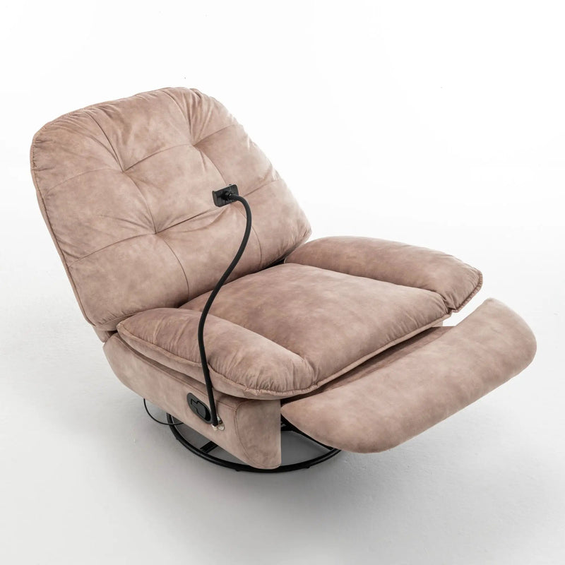 Modern Swivel Gliding Recliner Chair With Rocking Function And Phone Holder, Large Comfortable by HouseOfZazla