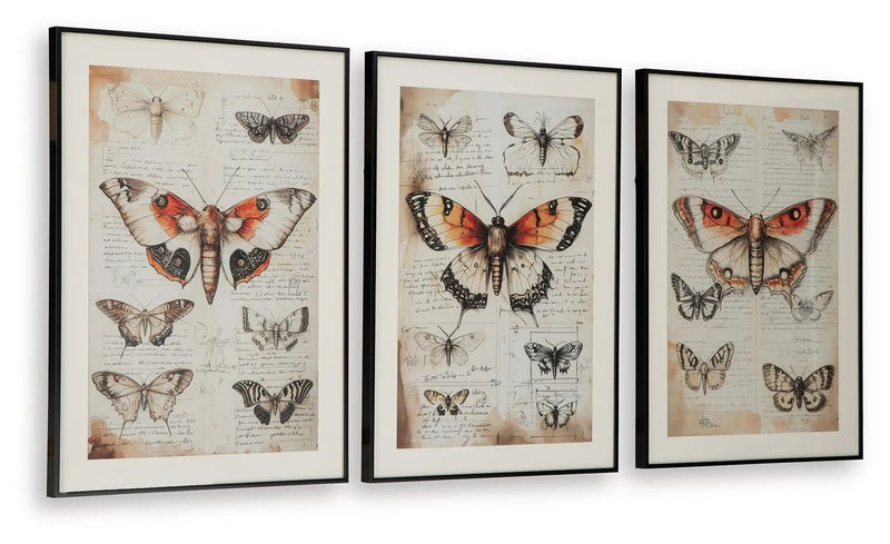 Jossletts - Wall Art Set (Set of 3) - Orange / Black / Ivory by Unique Piece Furniture