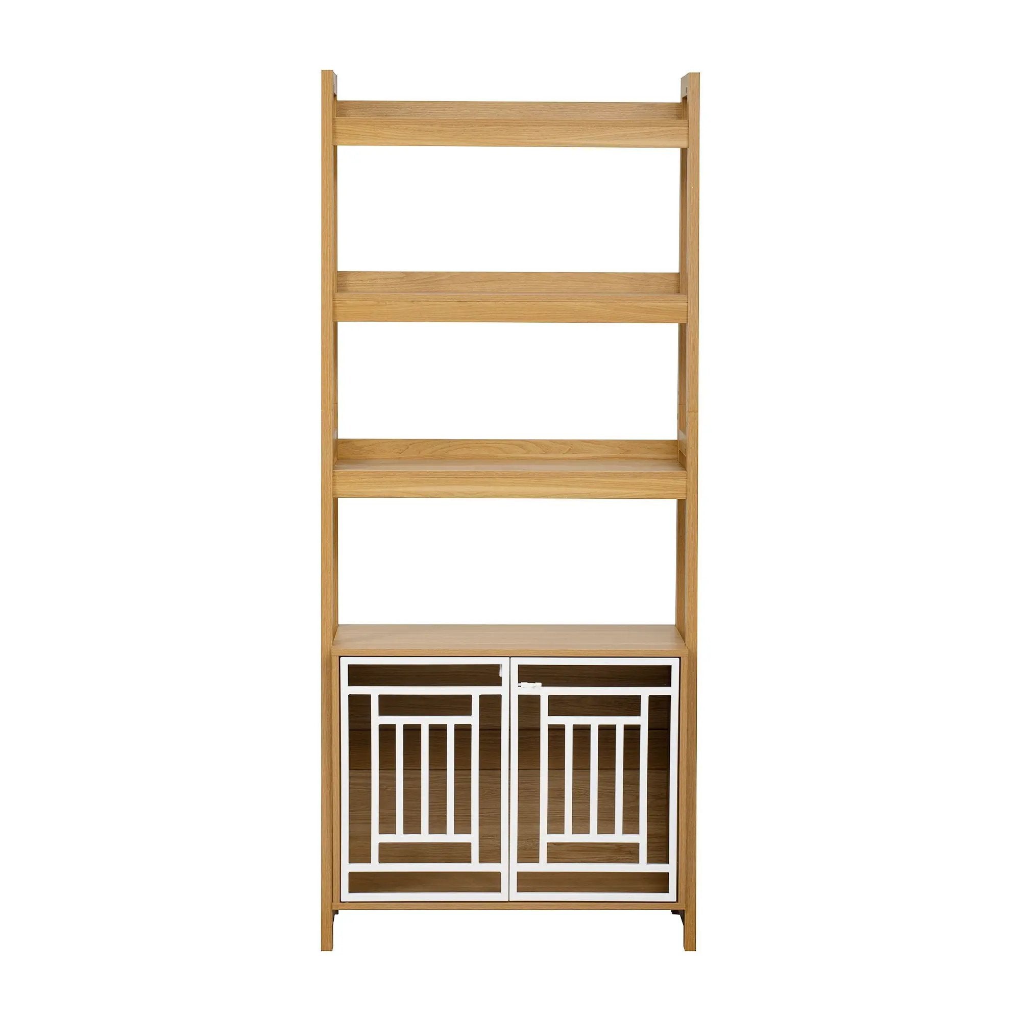 Modern Furniture Style 2 In 1 Pet Friendly Dog Crate Ladder Bookcase - Ancient Oak by Unique Piece Furniture