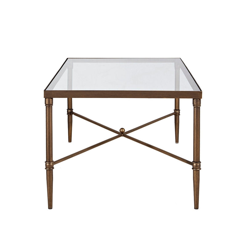 Metal Rectangle Coffee Table with Tempered Glass Top - Bronze, photo 3 of 7