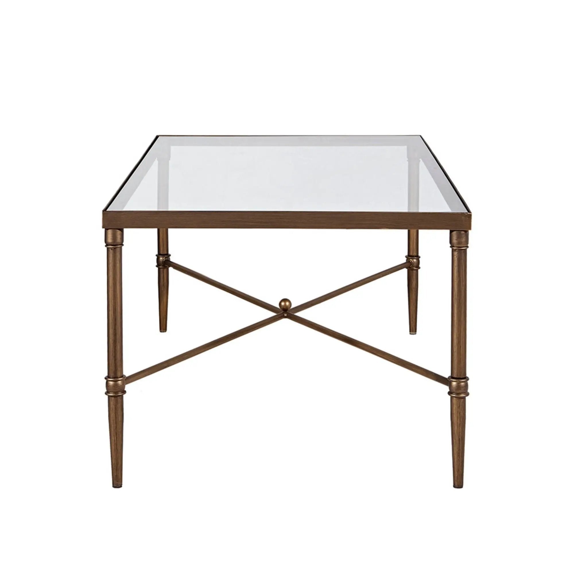 Metal Rectangle Coffee Table With Tempered Glass Top - Bronze by HouseOfZazla