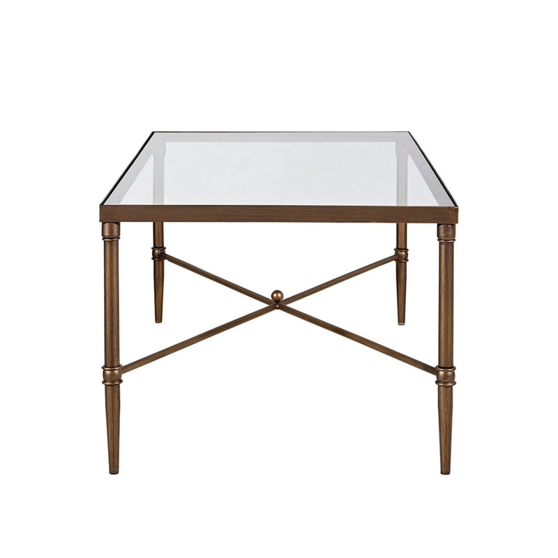 Metal Rectangle Coffee Table With Tempered Glass Top - Bronze by HouseOfZazla