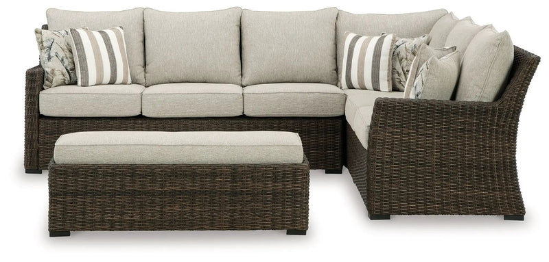 Brook Ranch - Sofa Sectional, Bench With Cushion (Set of 3) - Brown by Unique Piece Furniture