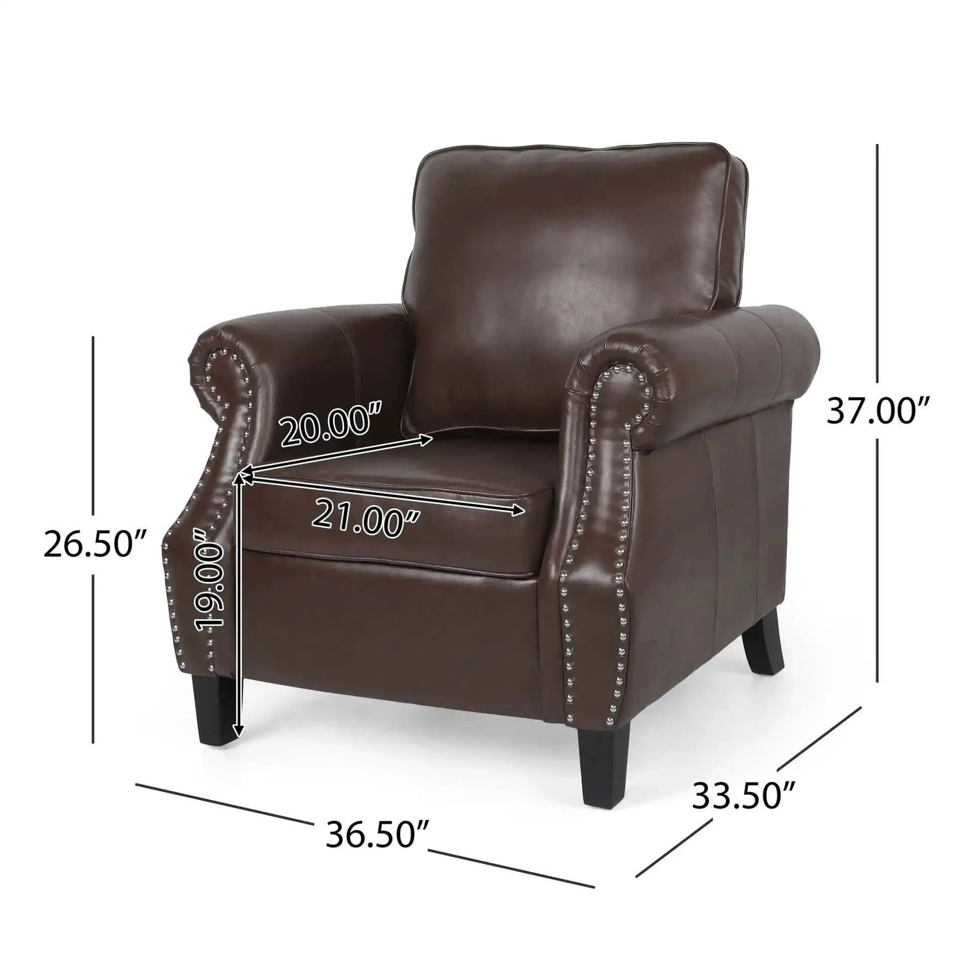 Contemporary Club Chair With Nailhead Trim And Rolled Armrests by HouseOfZazla