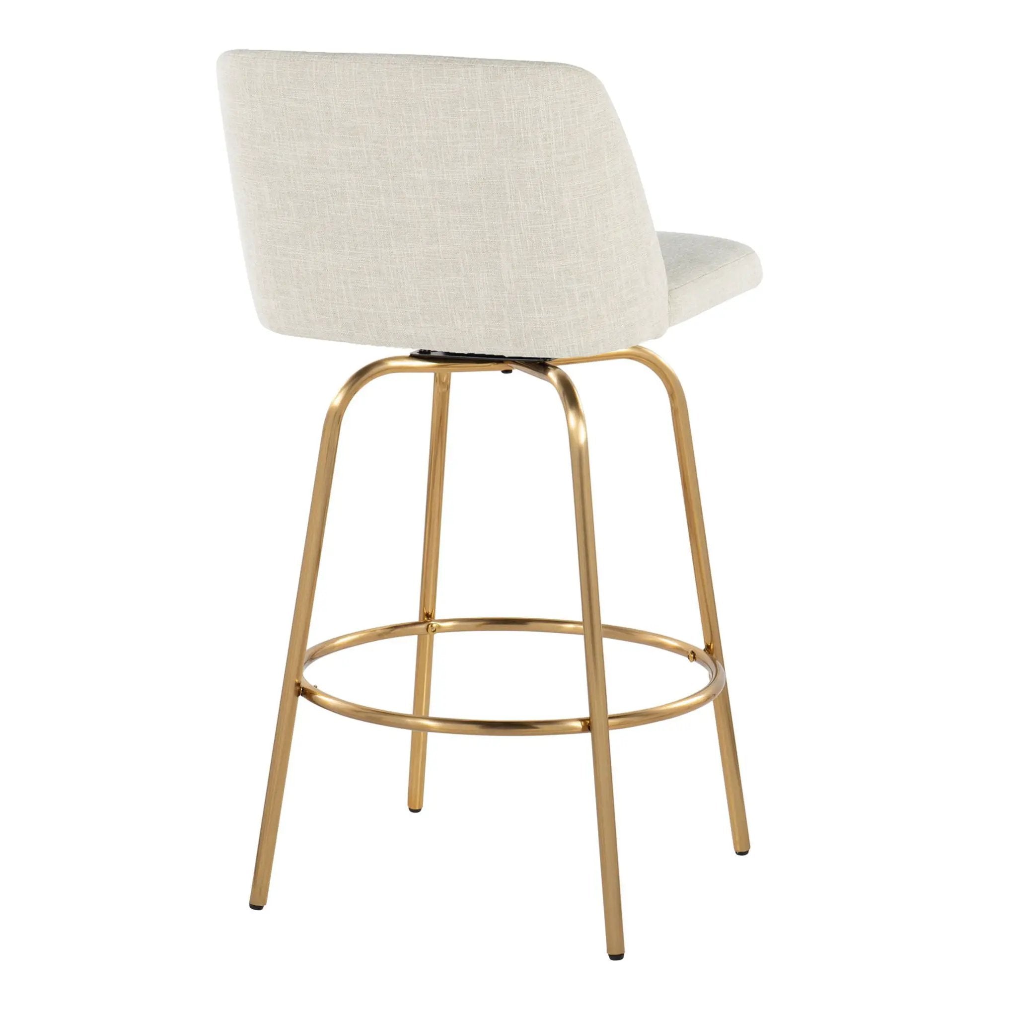Toriano - Contemporary, Fixed Height Counter Stool With Swivel With Round Footrest (Set of 2) by HouseOfZazla