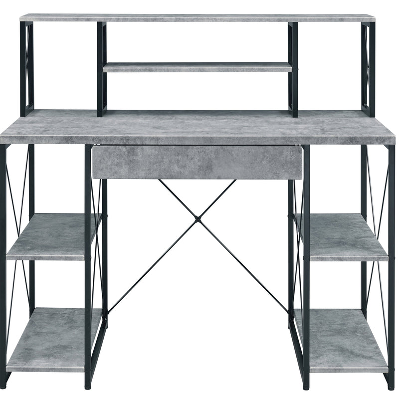 Grey and Black Desk with Drawer - Wood and Metal, photo 3 of 8