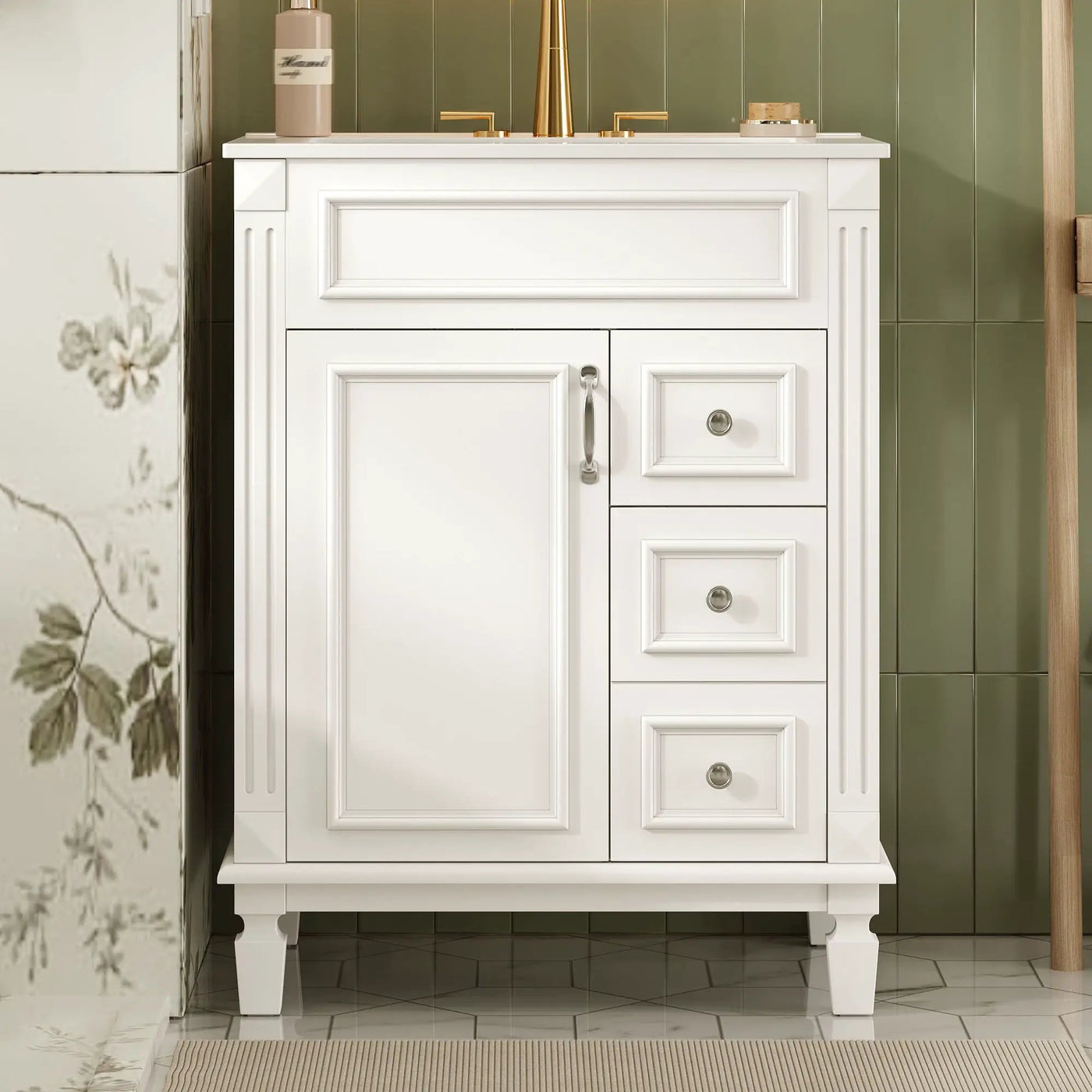 Bathroom Vanity With Sink, Compact Cabinet & 2 Drawers by HouseOfZazla