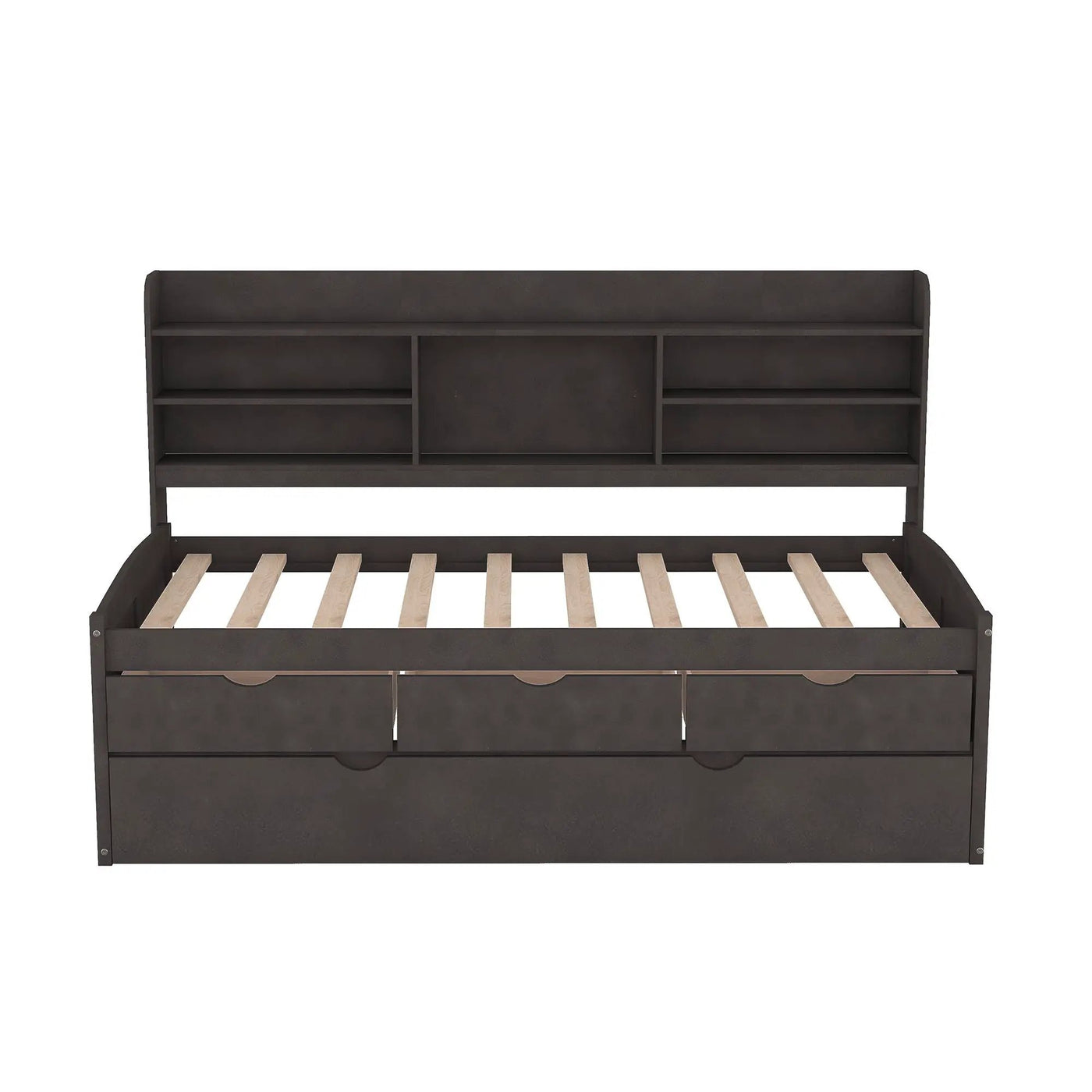 Captain Bed With Built In Bookshelves, 3 Storage Drawers, And Trundle by HouseOfZazla