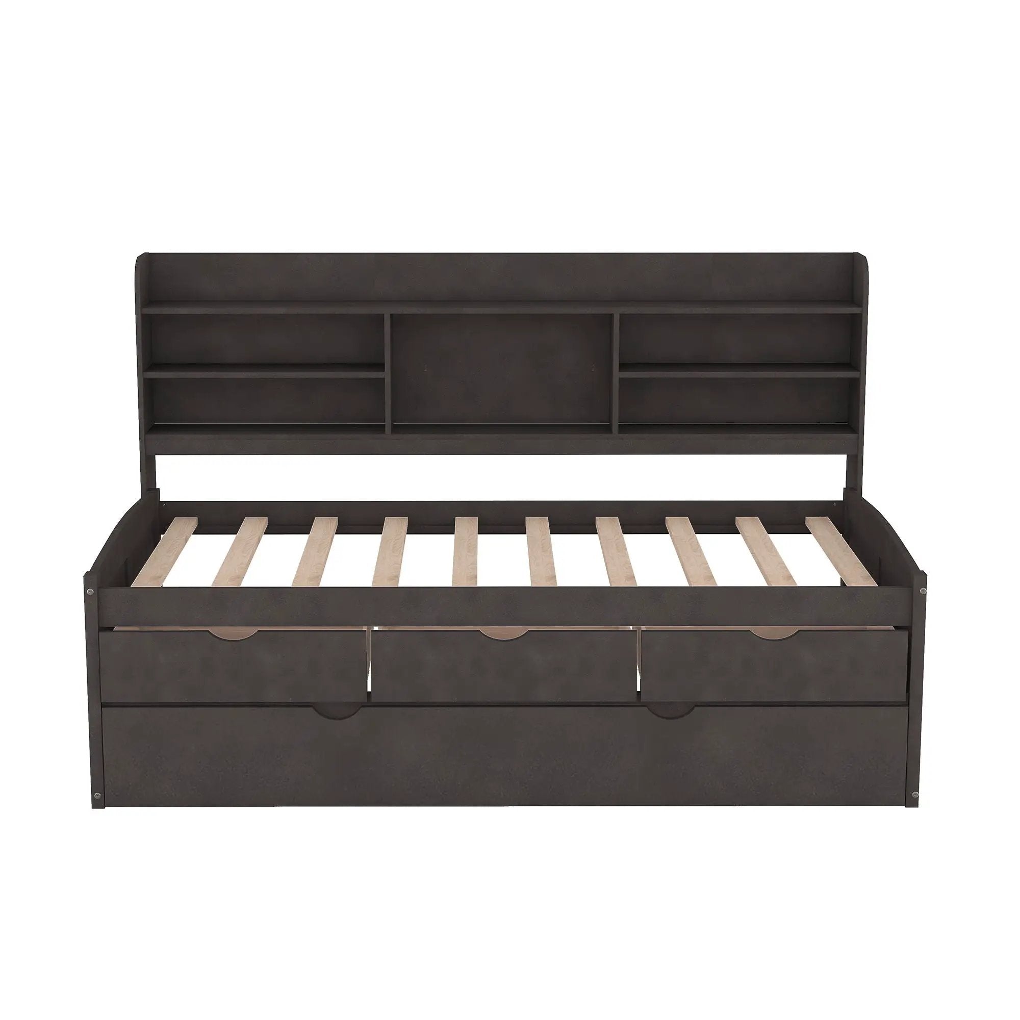 Captain Bed With Built In Bookshelves, 3 Storage Drawers, And Trundle by HouseOfZazla