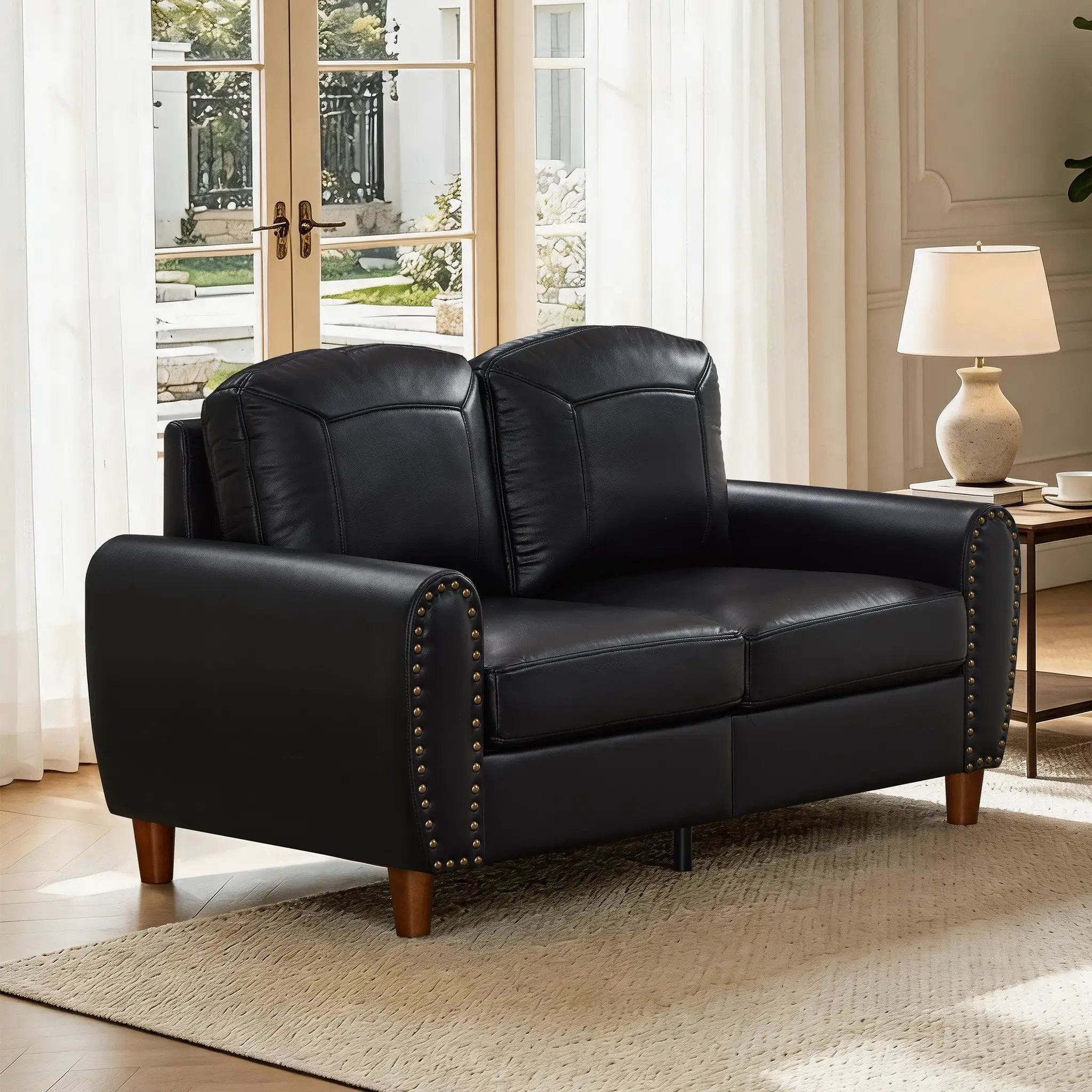 59" Classic Living Room Sofa Loveseat Faux Leather Couch by HouseOfZazla
