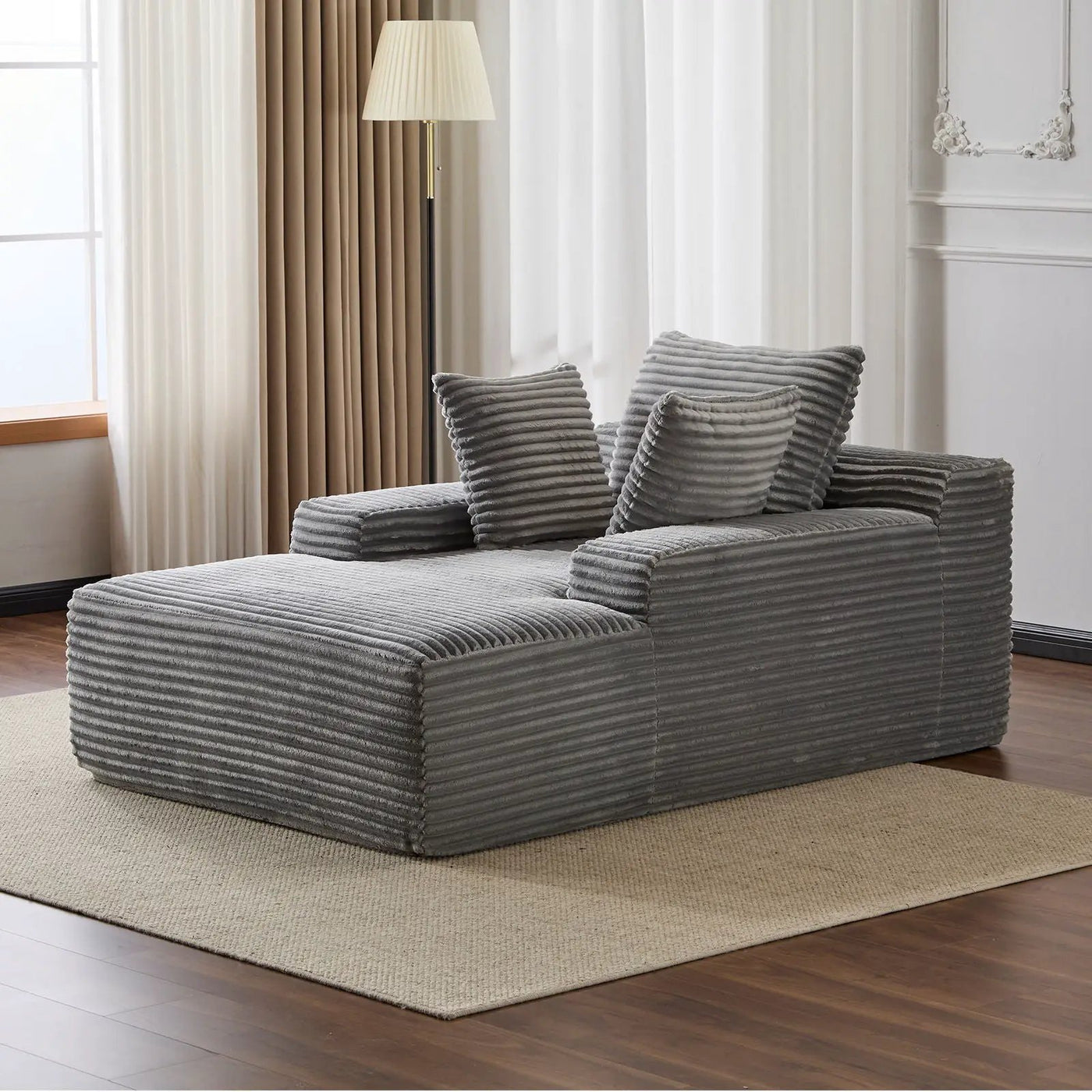 Oversized Chaise Lounge Chair Cozy Cloud Couch With 3 Throw Pillows And Wide Armrest by HouseOfZazla