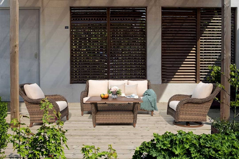 Mitchell 4-Piece Wicker Sofa Set with Swivel Rocking Chairs by Outdoor-USA®
