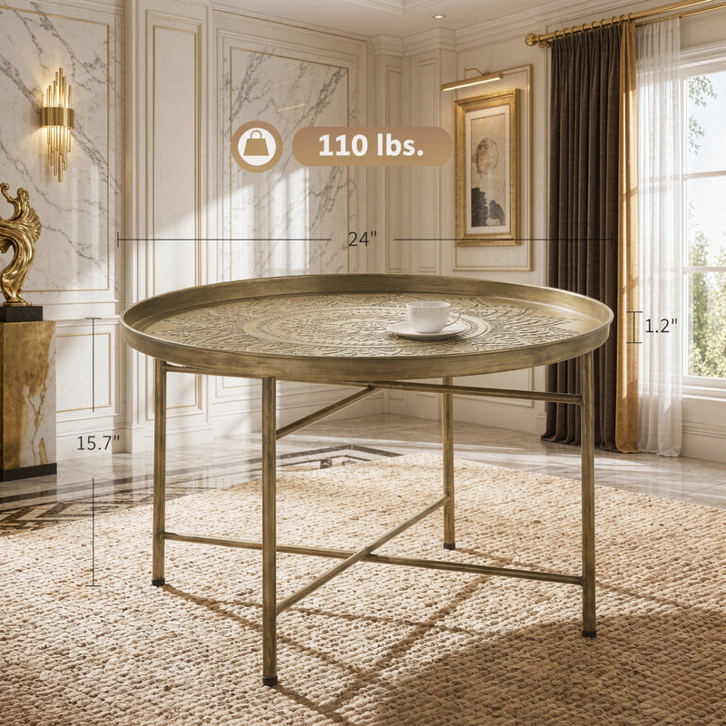 Hammered Floral Pattern Center Table, photo 6 of 7