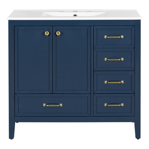 Elegant Vintage Bathroom Vanity With Sink and Soft Closing Drawers