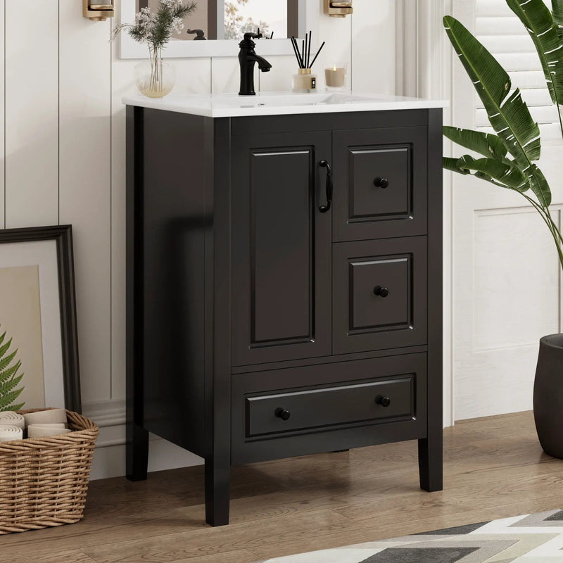 Retro Bathroom Vanity With Sink, Soft Closing Cabinet & Drawers by HouseOfZazla