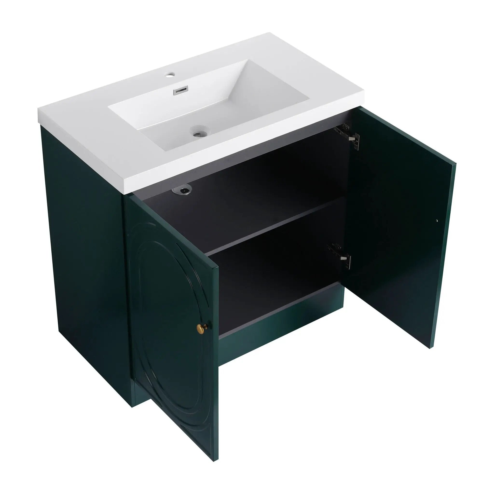Contemporary Freestanding Bathroom Vanity With Resin Sink & Soft-Close Cabinet Doors by HouseOfZazla